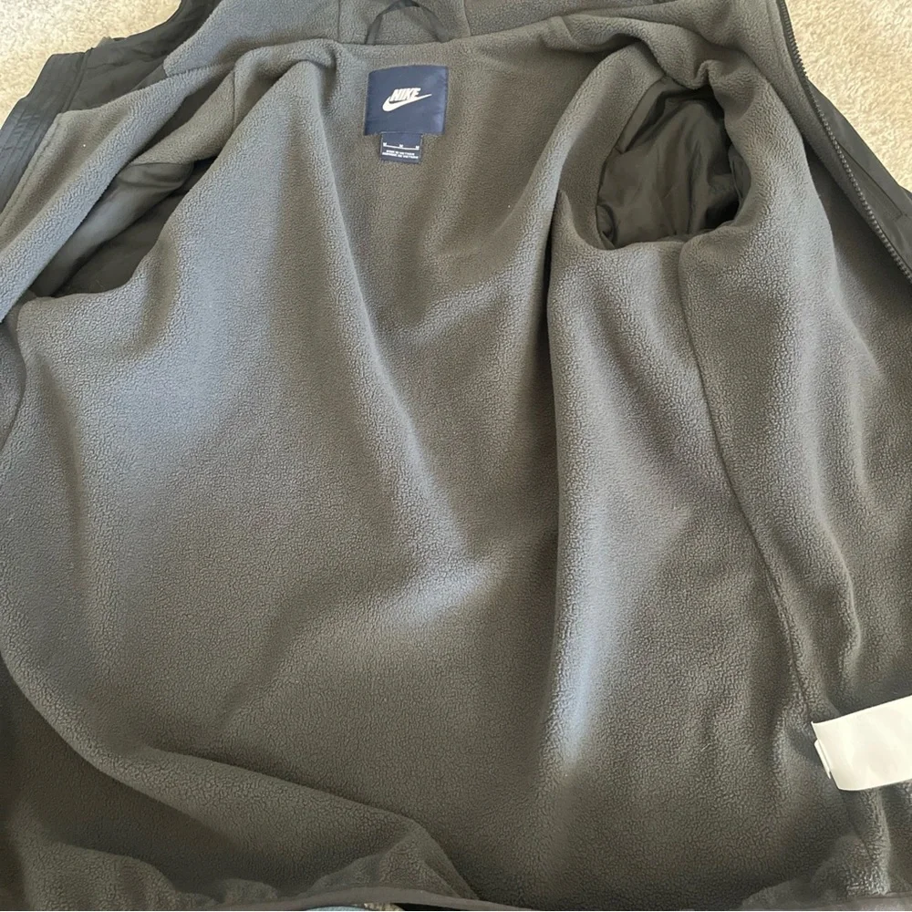 VINTAGE Nike blue label RARE hooded black zipup jacket w/fleece inside 1980s Med